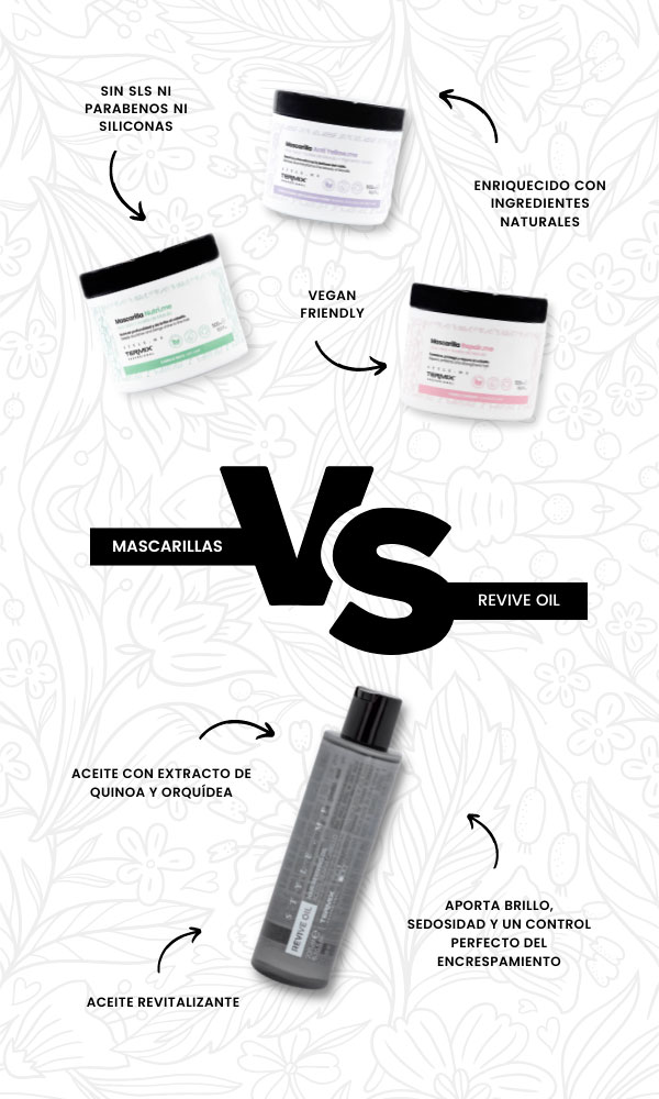 Diferencias Mascrilla para el pelo StyleMe vs Aceite capilar revitalizante Revive Oil de Termix