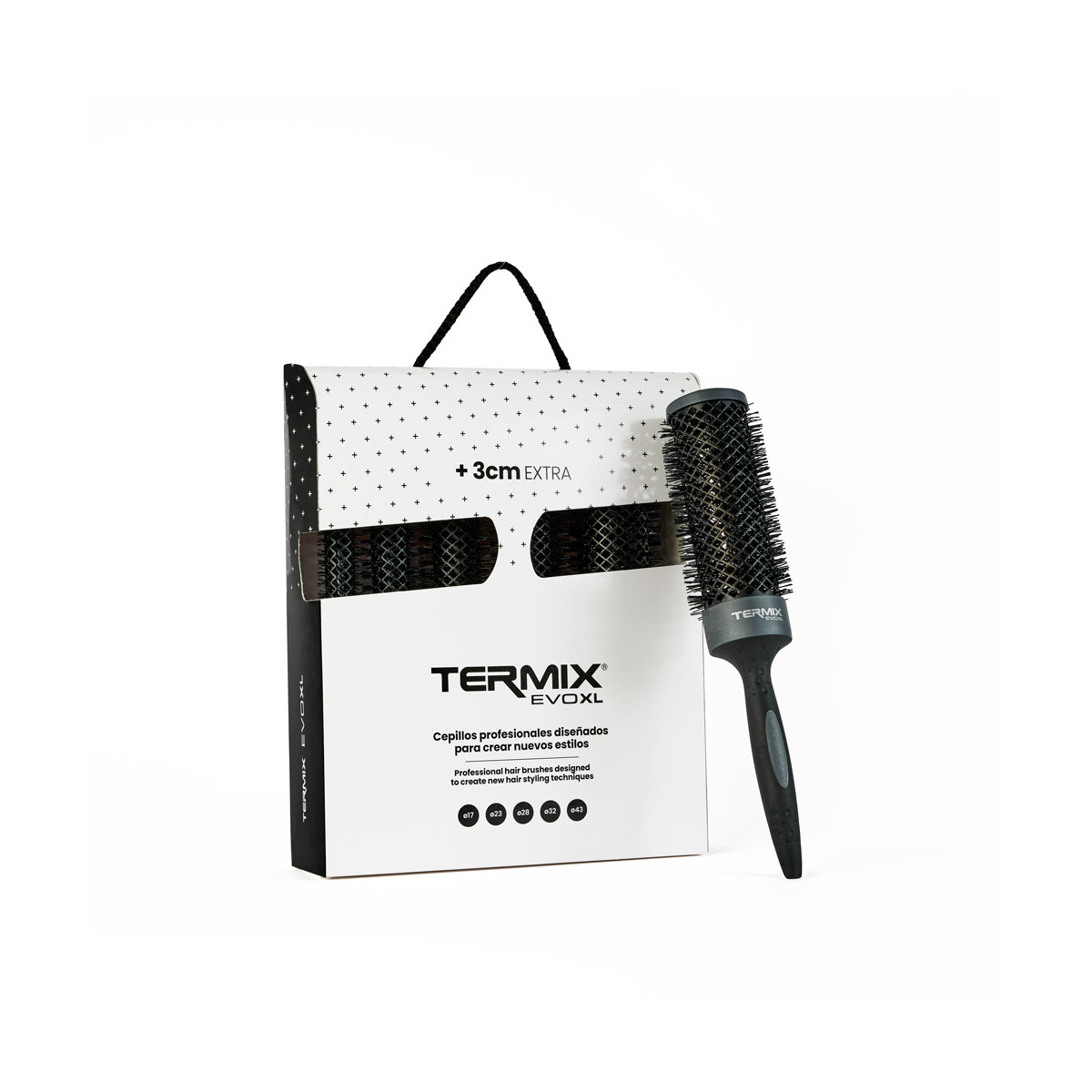 Termix Cepillo redondo Evolution XL 0.906 in, 1.2 in más largo- Cepillo de  pelo con fibras ionizadas y una superficie extra del 25% para un secado más
